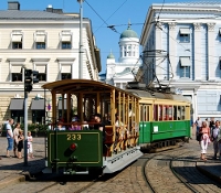 Старинный трамвай в Хельсинки